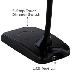 360 Lighting Ricky Modern Desk Lamp 13 3/4" High Black With USB Charging Port LED Gooseneck Touch On Off Dimmer For Bedroom Bedside Office House Desk -Home Decor Series Store GUEST f6c0af71 5cb5 4e86 a624 863844c97f0a