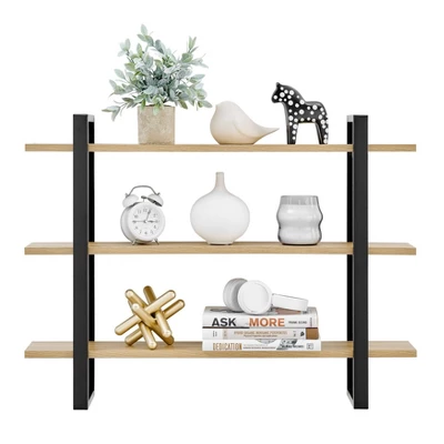 35.5" X 31.5" Rio 3 Tier Floating Bracket Wall Shelf Chestnut - Danya B. 6 35.5" X 31.5" Rio 3 Tier Floating Bracket Wall Shelf Chestnut - Danya B. - Image 6