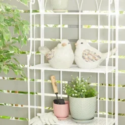 Set Of 2 Magnesium Oxide Farmhouse Birds Garden Sculpture Gray - Olivia & May