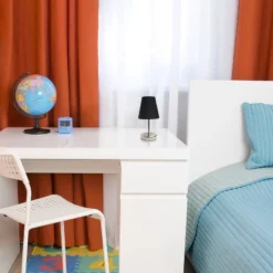 10.5" Petite Metal Stick Bedside Table Desk Lamp In Sand Nickel With Fabric Shade Black - Creekwood Home -Home Decor Series Store GUEST f9522480 6b00 4042 abce fad880e588e5