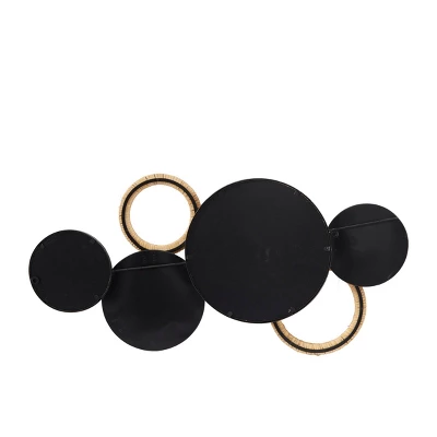 Bamboo Plate Overlapping Circle Wall Decor With Rattan Wreath Brown - Olivia & May 1 Bamboo Plate Overlapping Circle Wall Decor With Rattan Wreath Brown - Olivia & May