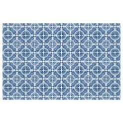 FlorArt French Quarter Low Profile Easy Clean Kitchen Mat Blue/White - Bungalow Flooring -Home Decor Series Store GUEST fa3085ac 7579 45e9 a465 a3bb6c0f6066