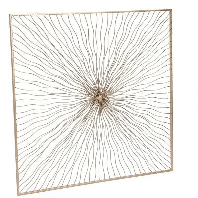 LuxenHome Gold Abstract Flower Square Metal Wall Art 5 LuxenHome Gold Abstract Flower Square Metal Wall Art - Image 5