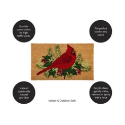 Evergreen Winter Cardinal Indoor Outdoor Natural Coir Doormat 1'4"x2'4" Brown -Home Decor Series Store GUEST fad0eab7 3db7 4780 9761 19d323db6196