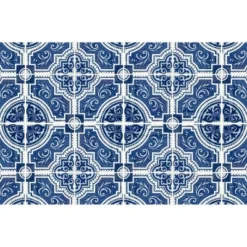 FlorArt French Quarter Low Profile Easy Clean Kitchen Mat Blue/White - Bungalow Flooring -Home Decor Series Store GUEST fadadfd4 f658 4146 b28f 16bdf0871763