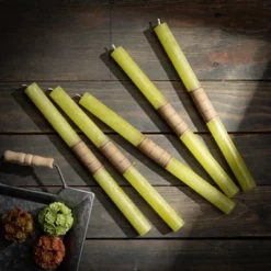 Green Grape Timber Tapers - Set Of 12