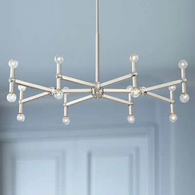 Possini Euro Design Marya Brushed Nickel Chandelier 37 3/4" Wide Modern 16-Light Fixture For Dining Room House Foyer Kitchen Island Entryway Bedroom 1 Possini Euro Design Marya Brushed Nickel Chandelier 37 3/4" Wide Modern 16-Light Fixture For Dining Room House Foyer Kitchen Island Entryway Bedroom