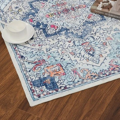 Trinity Washable Vintage Bohemian Floral Print Area Rug 2 Trinity Washable Vintage Bohemian Floral Print Area Rug - Image 2