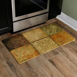 36" X 20" PVC Mosaic Anti-Fatigue Kitchen Floor Mat Green - J&V Textiles
