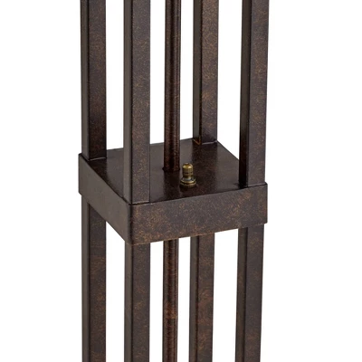 Robert Louis Tiffany Mission Rustic Floor Lamp 60 1/2" Tall Oiled Bronze With Nightlight Geometric Stained Art Glass Shade For Living Room Bedroom 4 Robert Louis Tiffany Mission Rustic Floor Lamp 60 1/2" Tall Oiled Bronze With Nightlight Geometric Stained Art Glass Shade For Living Room Bedroom - Image 4